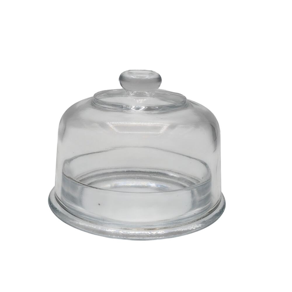 Vintage Clear Glass Small Cheese/Pate Serving Dish With Dome Cloche Lid - Picture 2 of 12